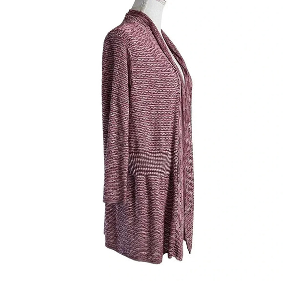 Christopher & Banks Open Cardigan Sweater XL Striped Spotted Pink Black White - Picture 2 of 9